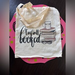 I’M ALL BOOKED CANVAS BOOK TOTE BAG- NWOT